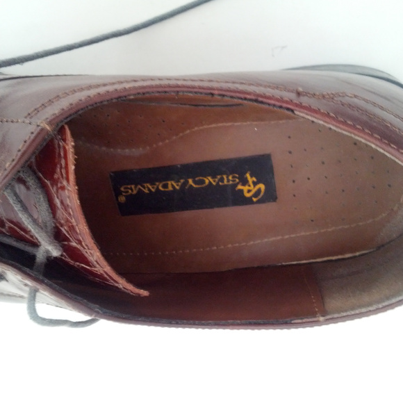 brown leather square toe men's lace tie shoes 11M - Picture 5 of 8